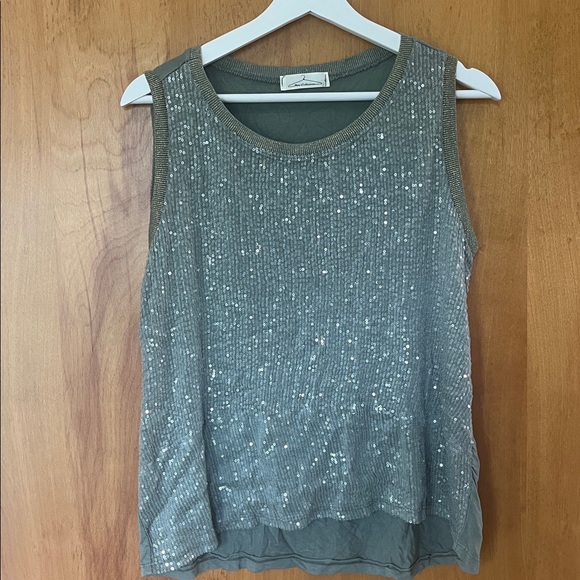 Olive Green Sequin Sparkle Tank - Picture 1 of 4